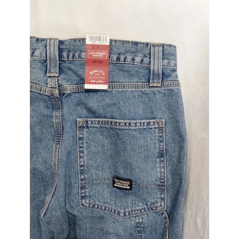 Levi Strauss Signature Relaxed Fit Utility Jeans Mens 32x30 NWT Stretch Denim